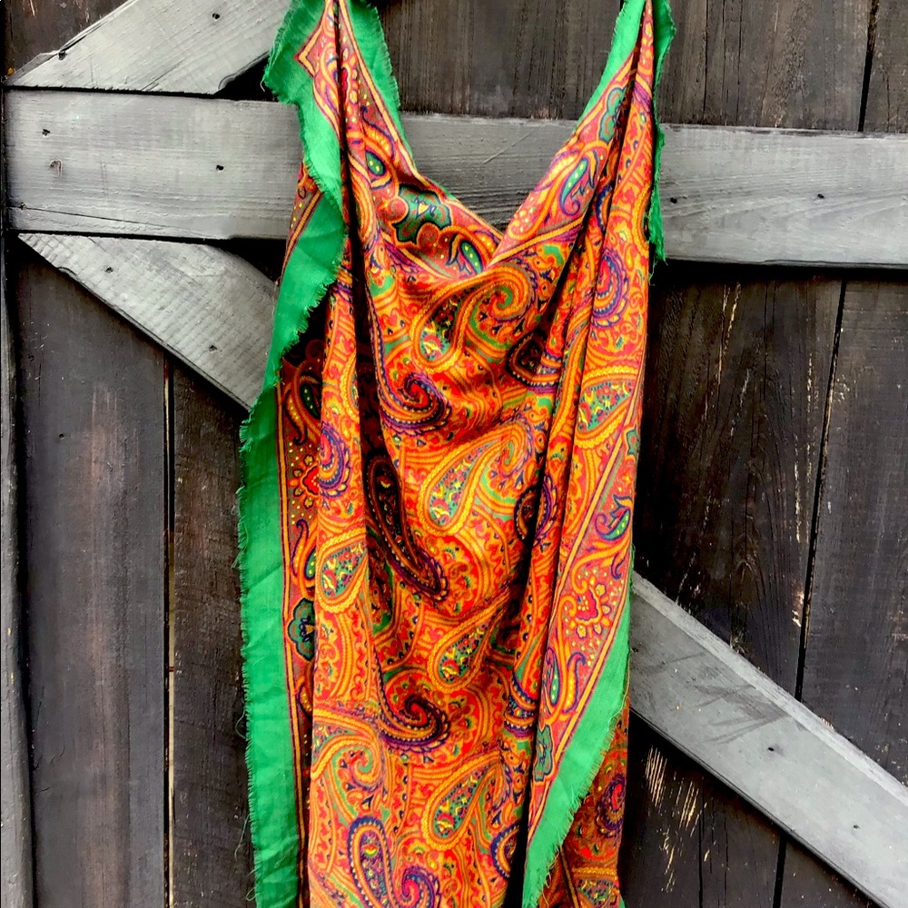 Vintage Basha Scarf Wrap Italy Paisley Fall Boho